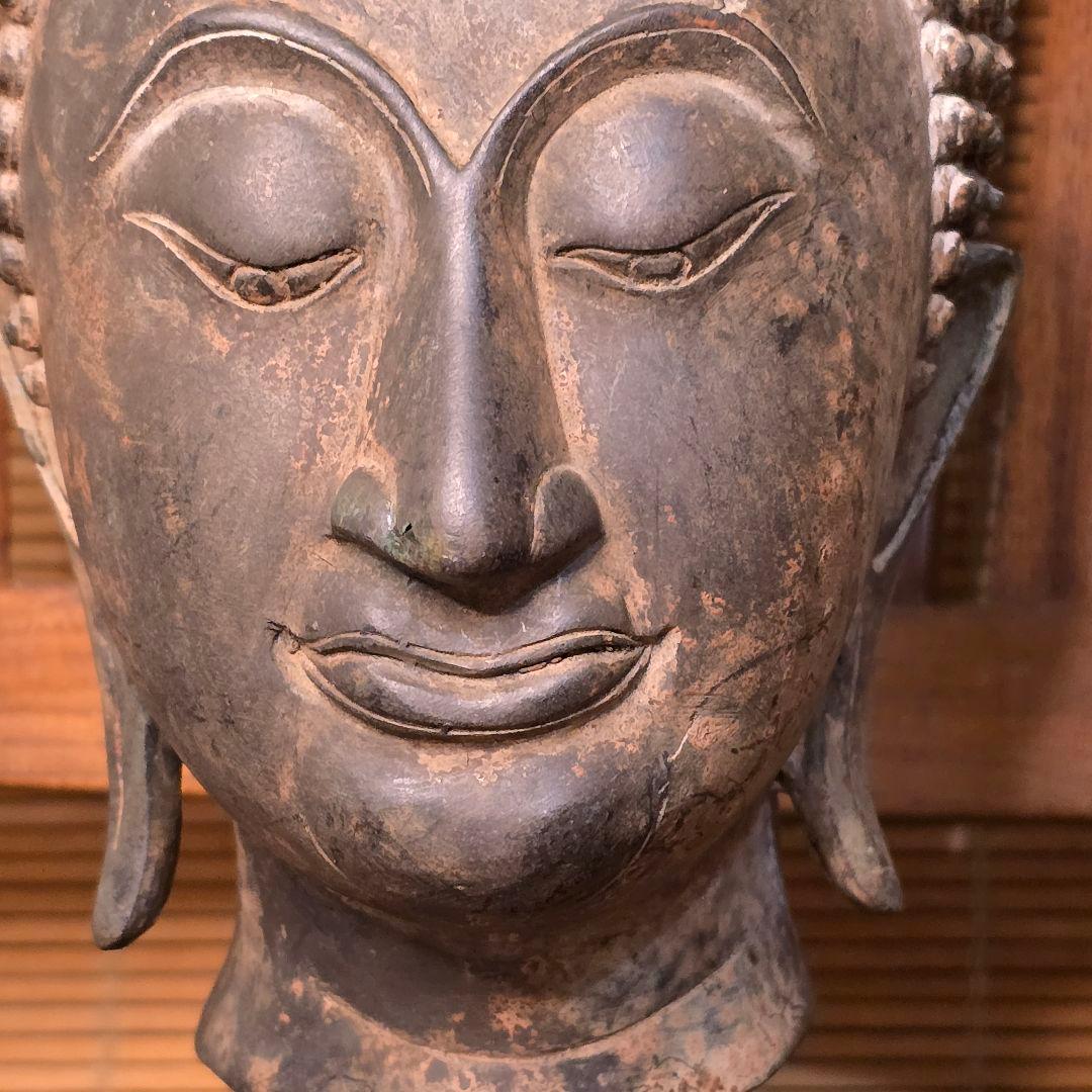 仏頭　レプリカ　タイ　スコータイ　金属製 40cm