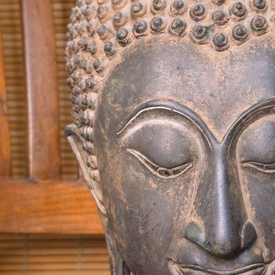 仏頭　レプリカ　タイ　スコータイ　金属製 40cm