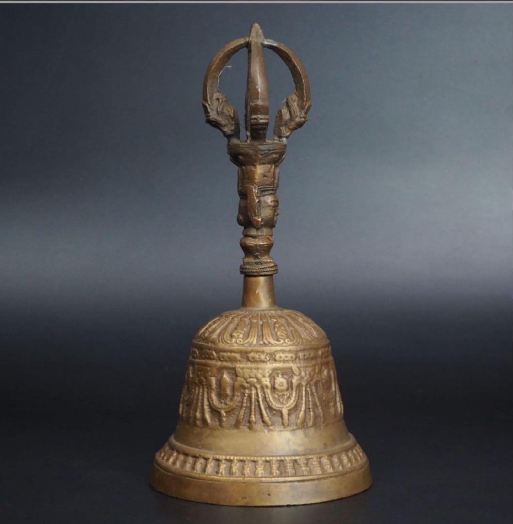 送料無料　密教法具 古銅五鈷杵金剛鈴　高さ20ｃｍ　仏教美術