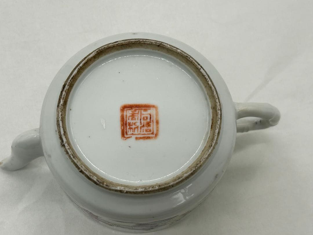 中国　清時代　粉彩人物紋急須　同治年製　送料込み1213