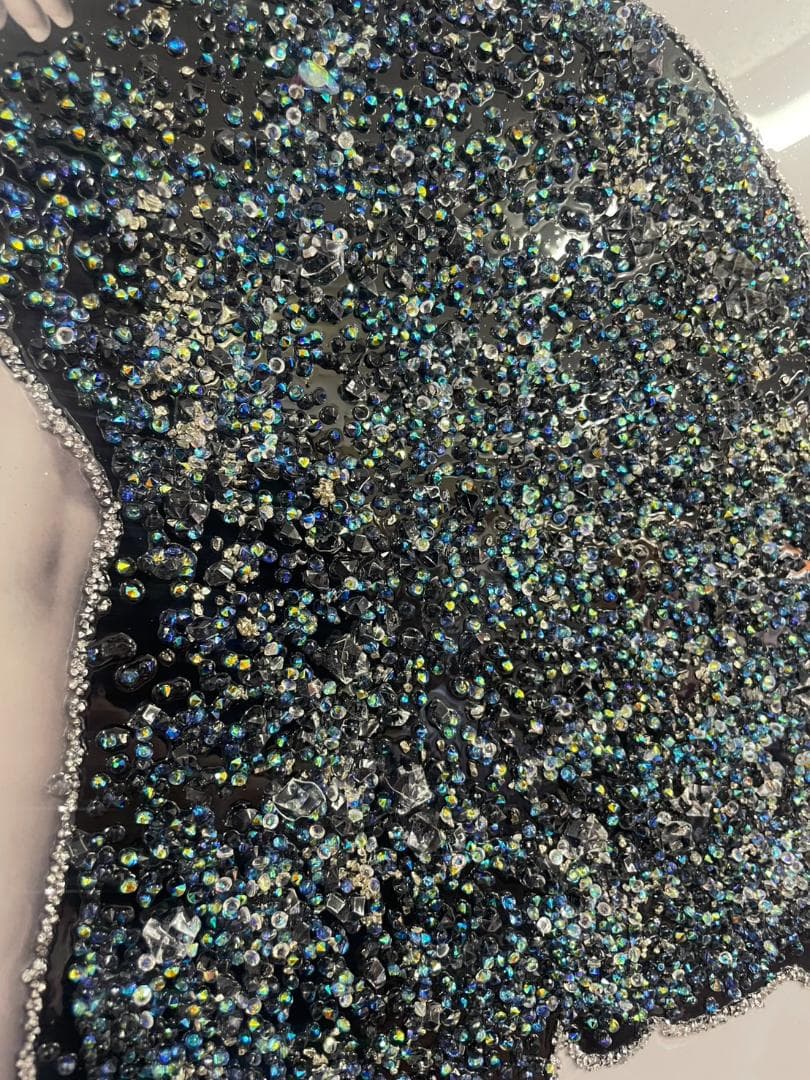 水晶絵　アートパネル　オードリーヘップバーン　石　立体　絵画　アート　ブラック