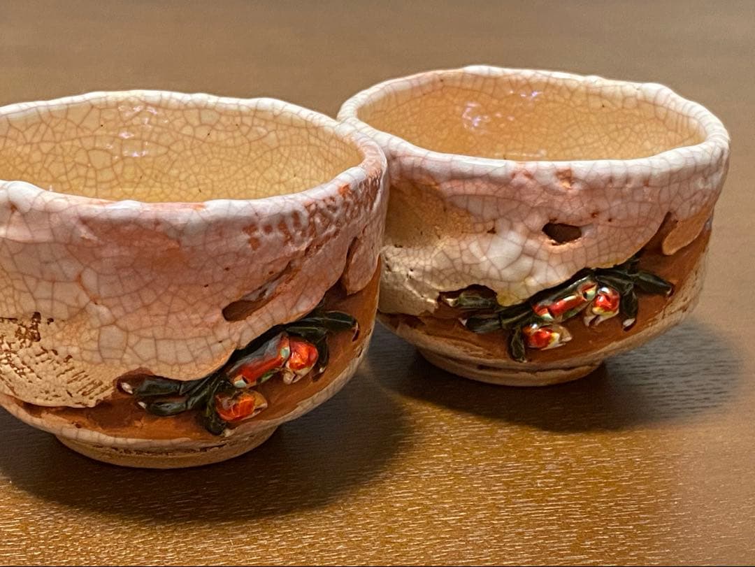 【希少！新品未使用】楽山焼　天神蟹煎茶器揃6点セット　急須　湯呑み　蟹細工　愛媛