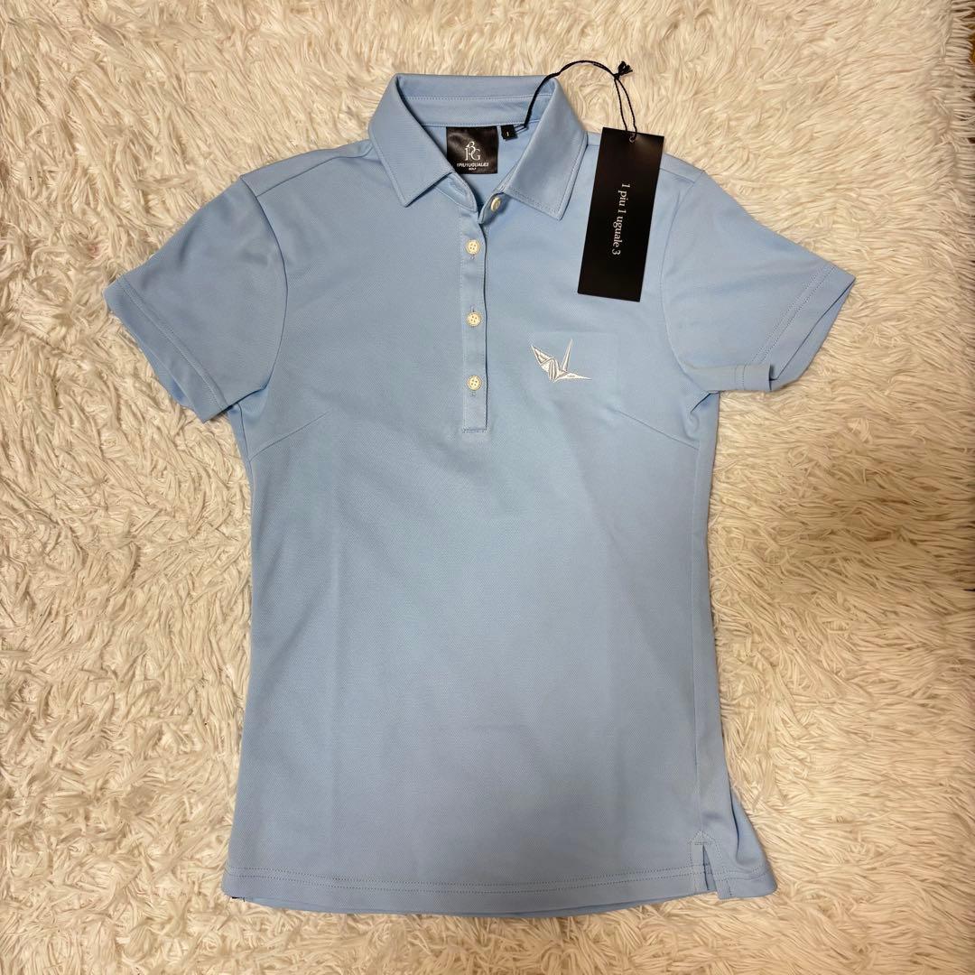 1piu1uguale3 ゴルフ ポロシャツ ブルー 襟付き バックロゴ