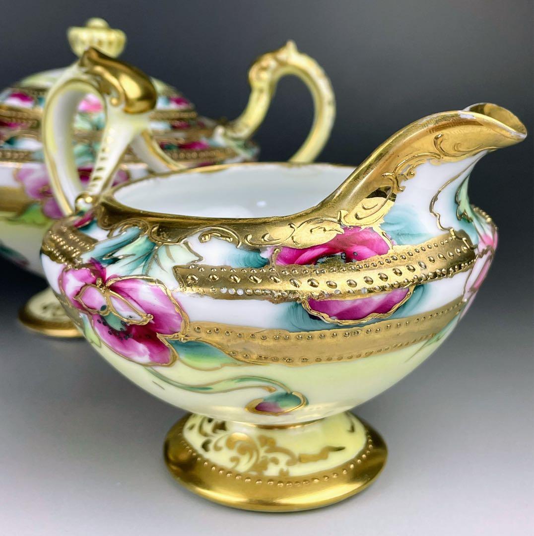 【希少】オールドノリタケ シュガーボウル クリーマー 金盛り アールヌーボー