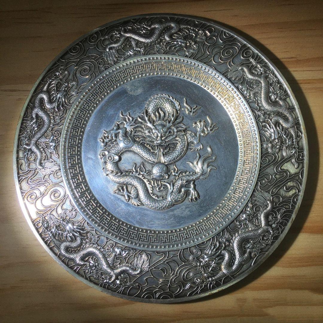 銅 細工 干支竜盆 九龍盤 リビング玄関 開運 風水 招財 置物 工芸品
