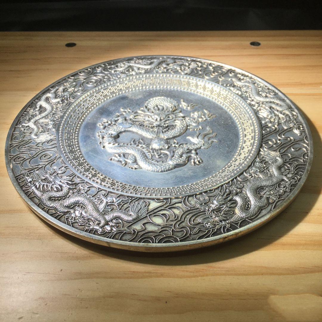 銅 細工 干支竜盆 九龍盤 リビング玄関 開運 風水 招財 置物 工芸品