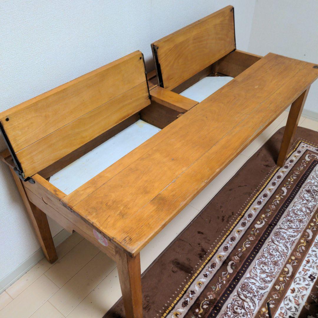 イギリスアンティーク　小学校の机　2人掛け　値引OK