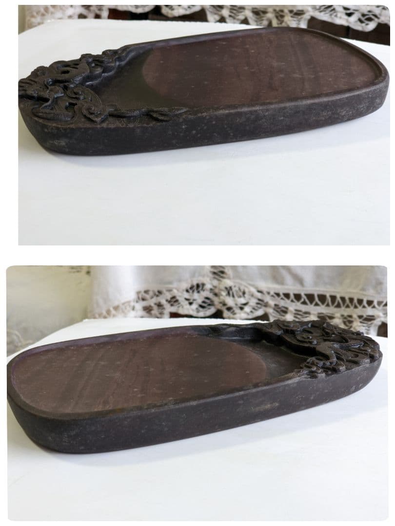 ♦中国端渓硯 雲龍紋様硯 箱入 文房四宝 アンティーク 骨董品 コレクション