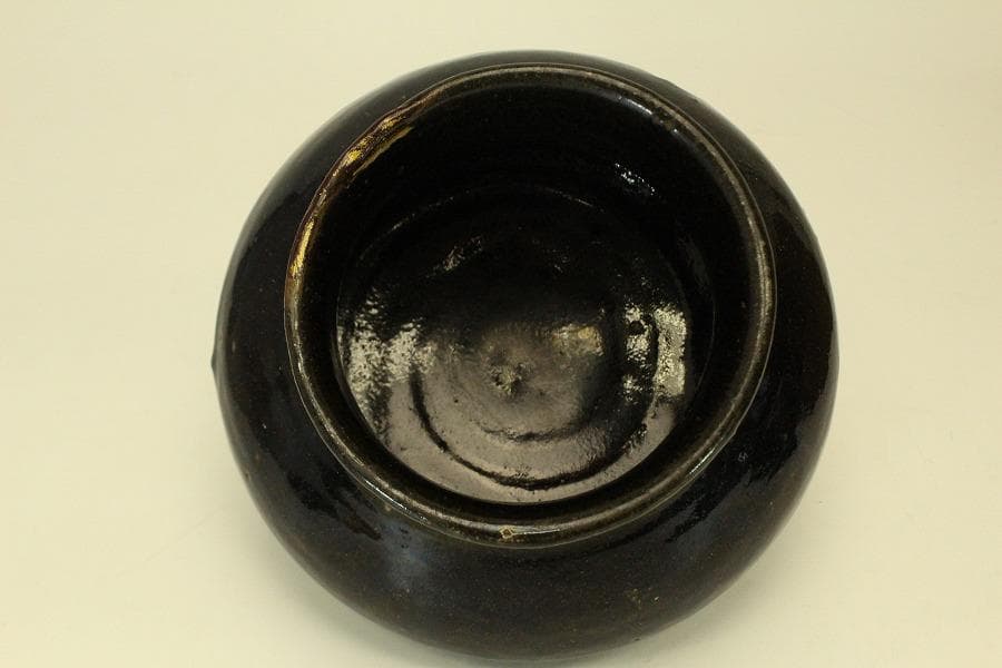 李朝 古会寧窯 黒釉 壷 朝鮮美術(ZE664)