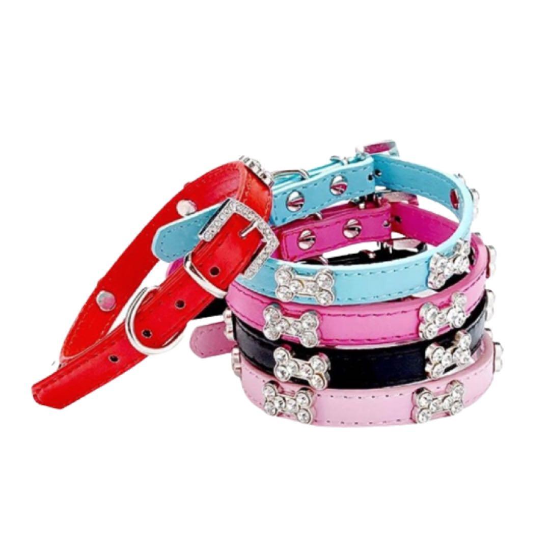 犬 首輪 小型犬 Sサイズ おしゃれ かわいい スワロフスキー クリスタル 青