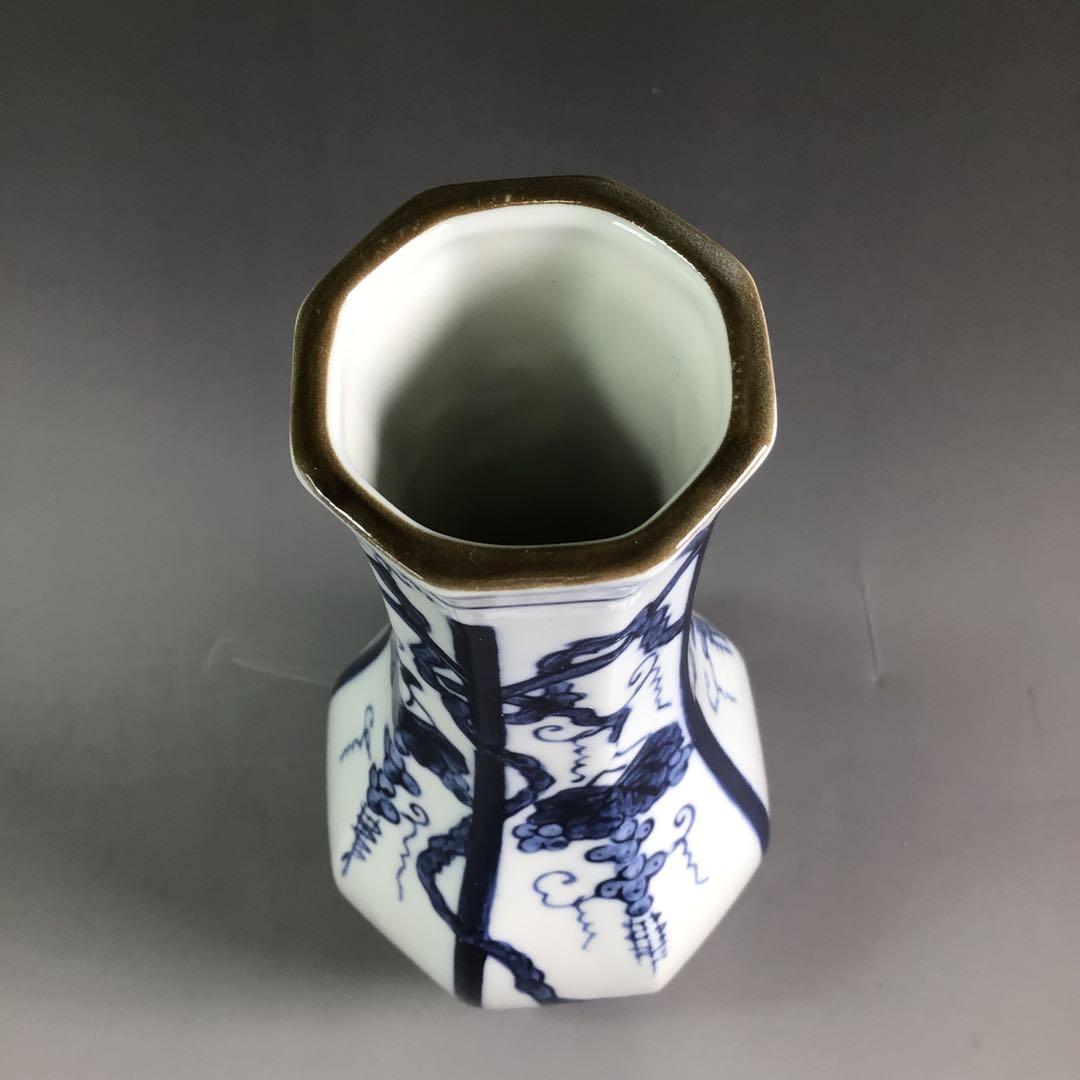 Ｐ８２６　皆具　『鈴木康月造』『染付ぶどう棚絵』　共箱　茶道具