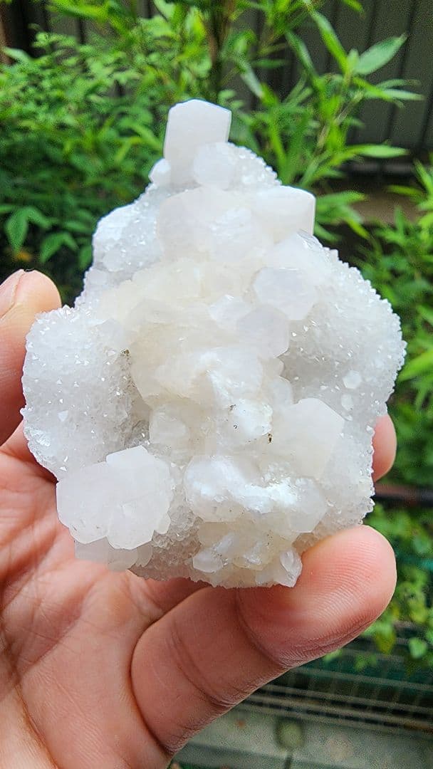 雪玉蛍光鉱物付きカルサイト・フローライト