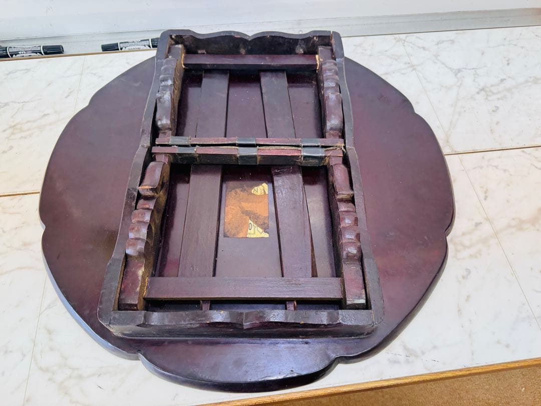 螺鈿 丸座卓 ローテーブル アンティーク ちゃぶ台 折りたたみ机 円形 テーブル