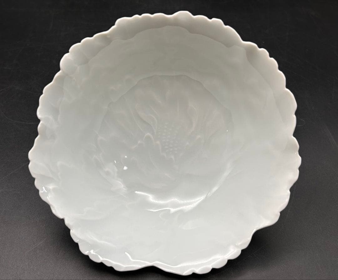 【希少品】樋口一星　白磁　牡丹　中鉢 6客