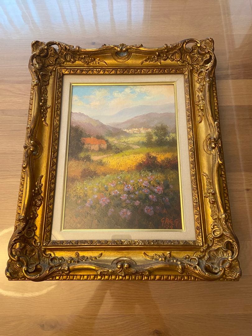 ロナルドグレッグ 油彩画 花咲く風景