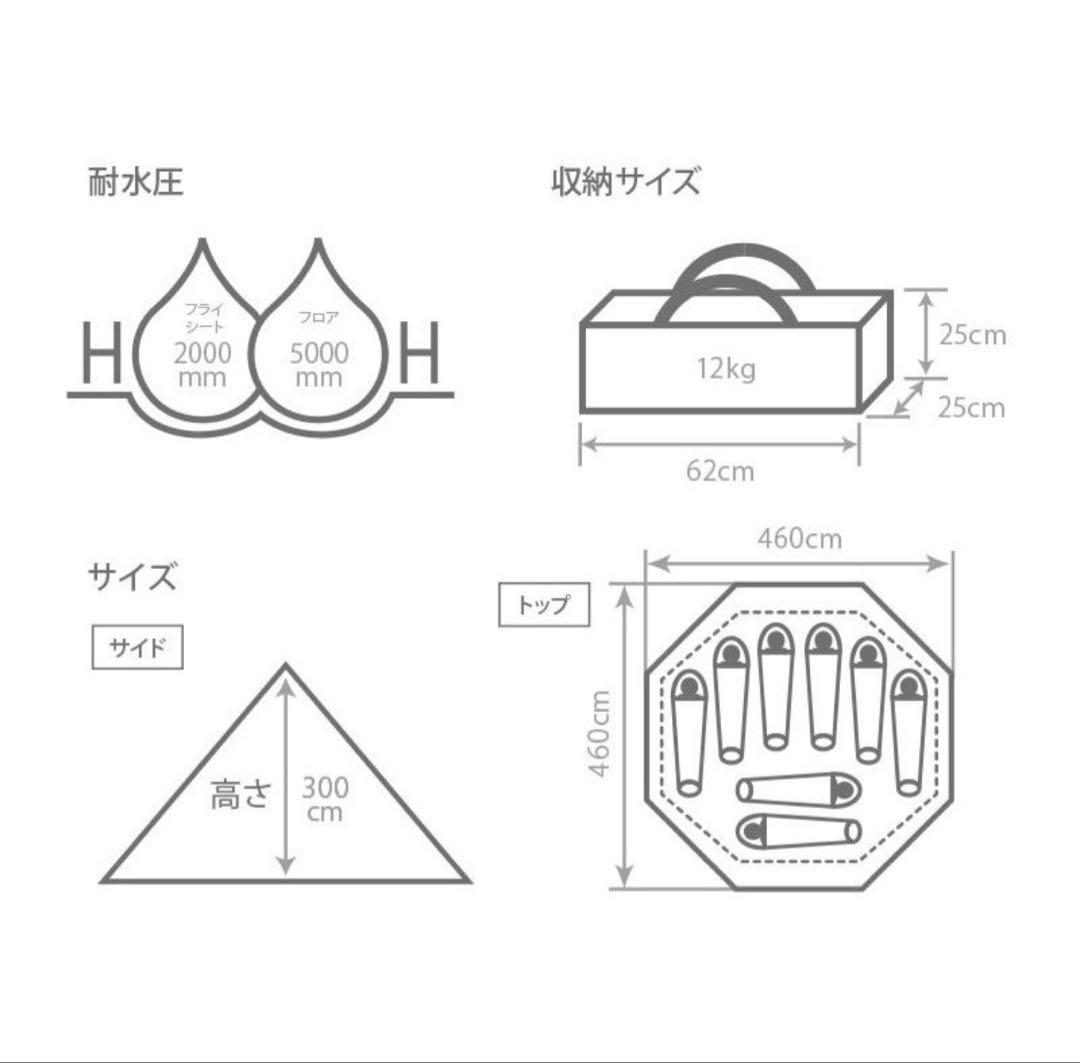 dodワンポールテントＬ・別売グランドシート・跳ね上げ用ポール付属・未使用品☆