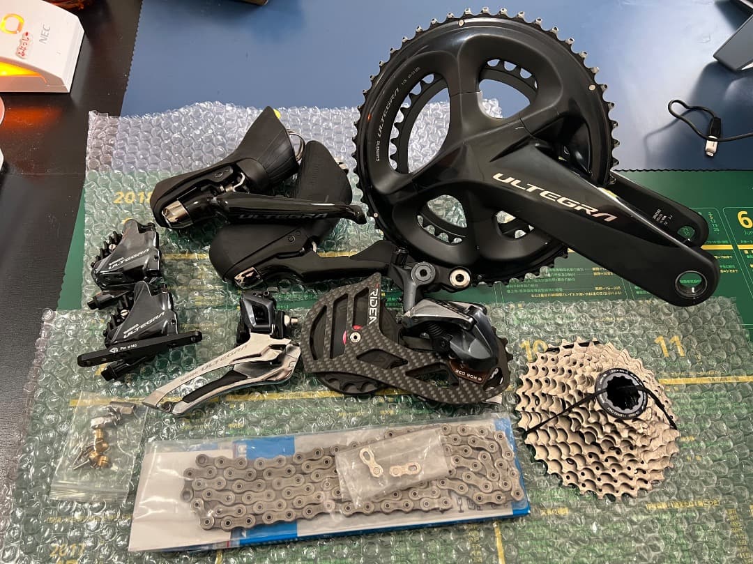 Ultegra R8020 油圧グループセット、Ridea RD6 C38 付き