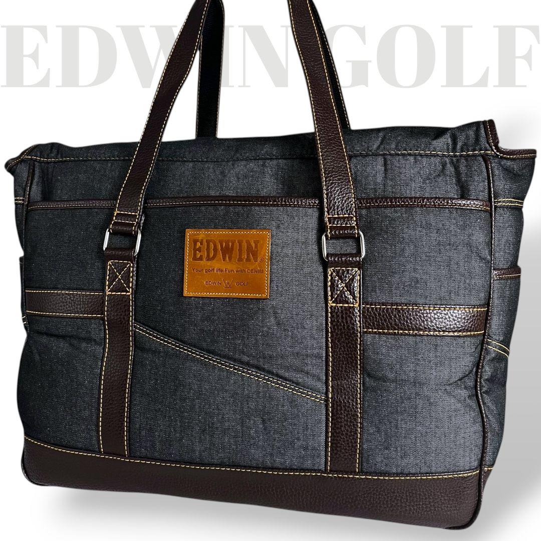 未使用✨エドウィンゴルフ　ボストンバッグ　ナイロン　PVCレザー　肩掛　デニム