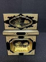 限定値下　美品の箱　仏壇部品　木製　本金箔　金具付き　蒔絵　6060