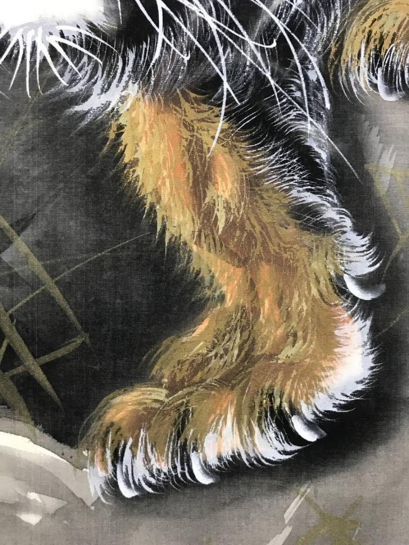 真作/翠渓/猛虎/虎図/トラ図/掛軸/名家伝来AE-389