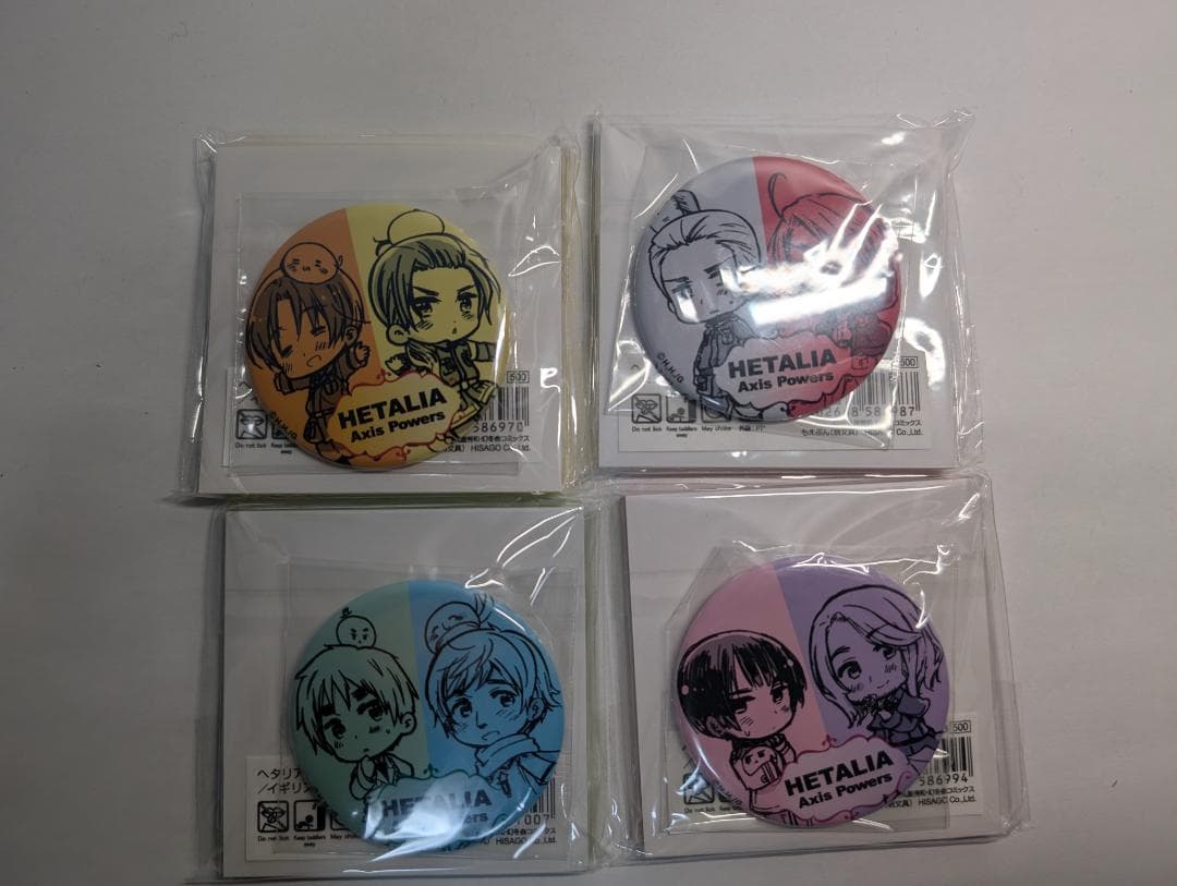 【未開封】ヘタリア Axis Powers ペア缶バッジ 4点セット
