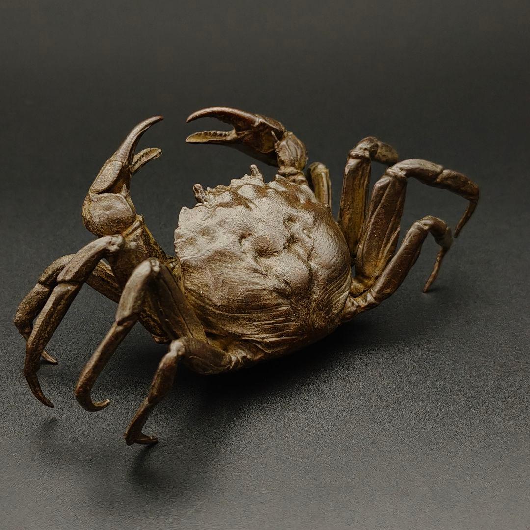 銅製置物　蟹　カニ　茶道具　雨宮宗作　刻印あり　金工品　美