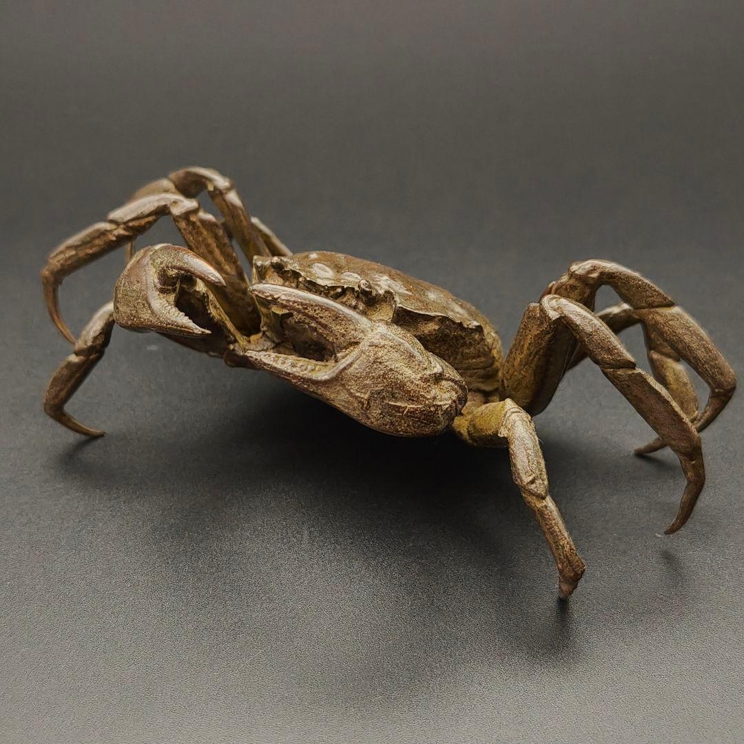 銅製置物　蟹　カニ　茶道具　雨宮宗作　刻印あり　金工品　美