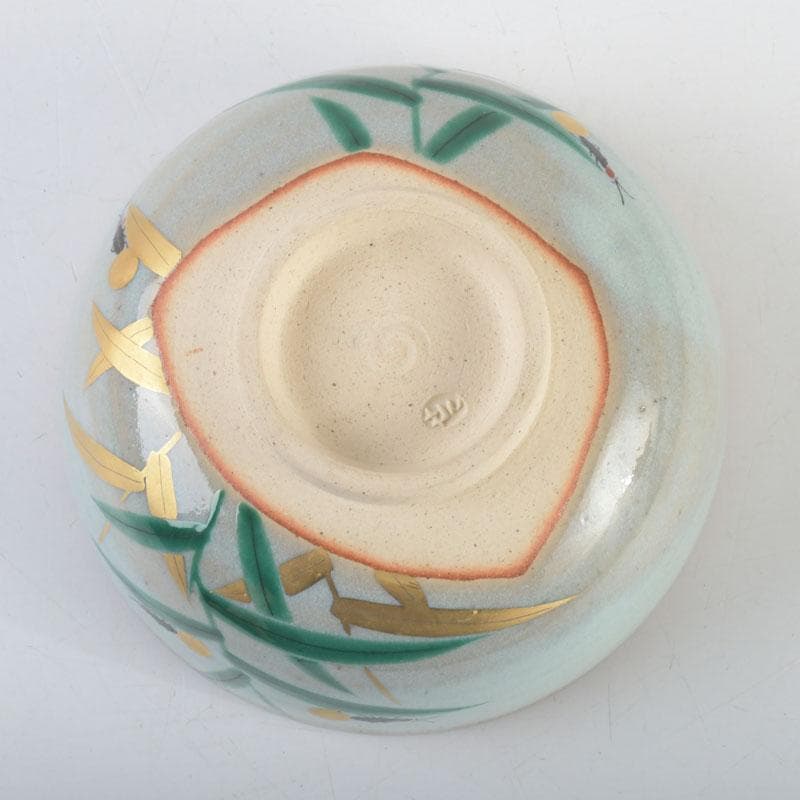 茶道具　膳所焼　陽炎園造　淡海ぜぜ　色絵　芦に蛍　茶碗　共箱　C　9481