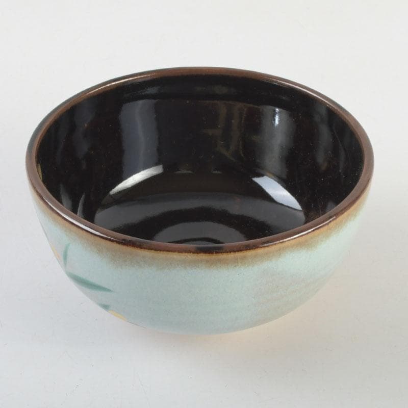 茶道具　膳所焼　陽炎園造　淡海ぜぜ　色絵　芦に蛍　茶碗　共箱　C　9481