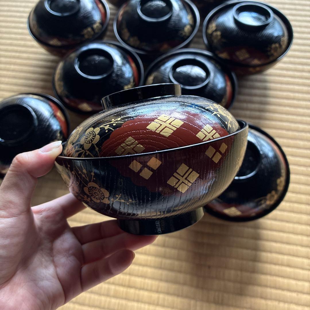 茶懐石 木目煮物椀 (黒 正法寺) 10客