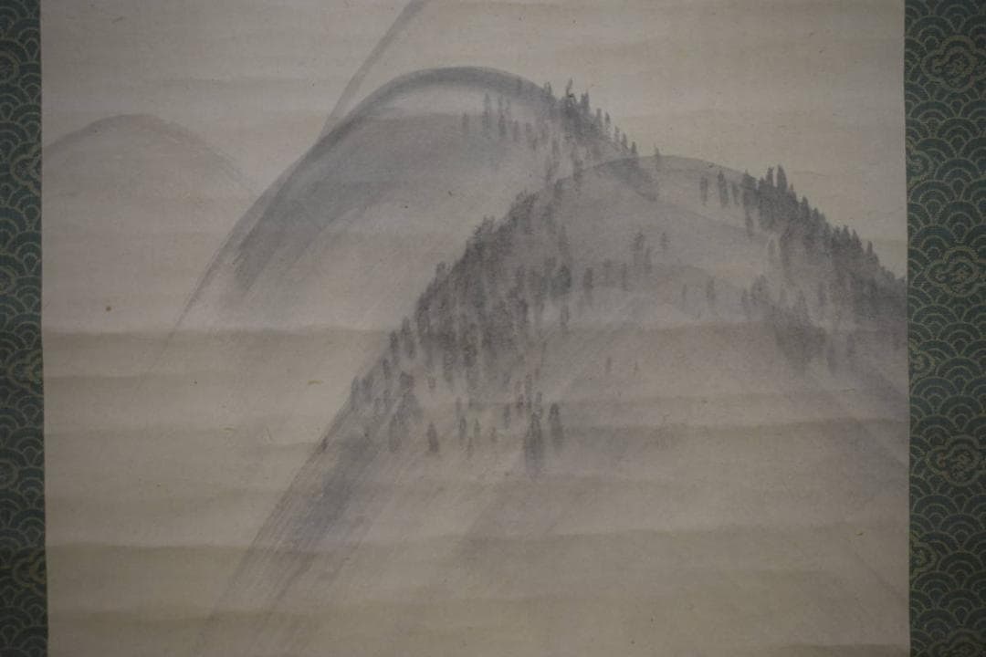 真作/山内多門/山水湖畔図/布袋屋掛軸HJ-780