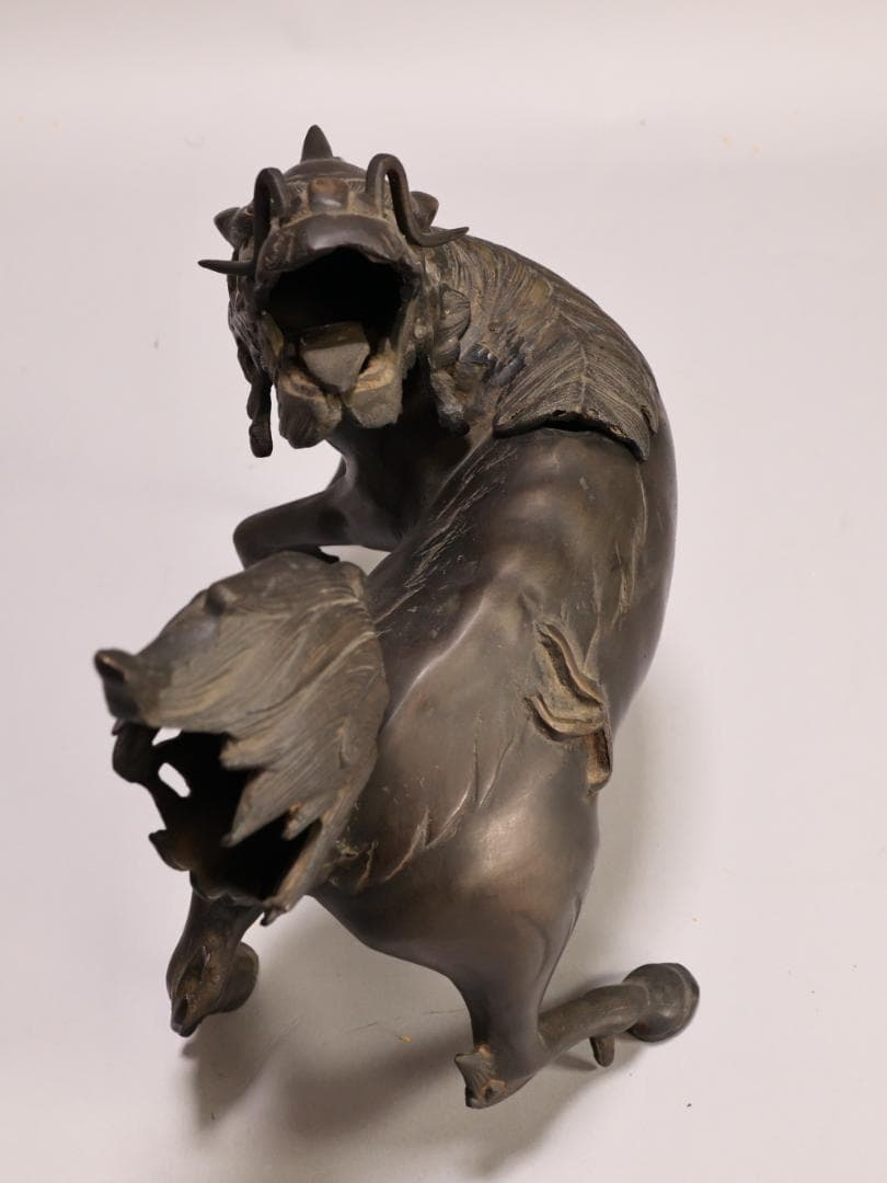 BK441　時代金工　秀雲銘　古銅　麒麟形香炉　高さ29.5㎝　置物 ブロンズ