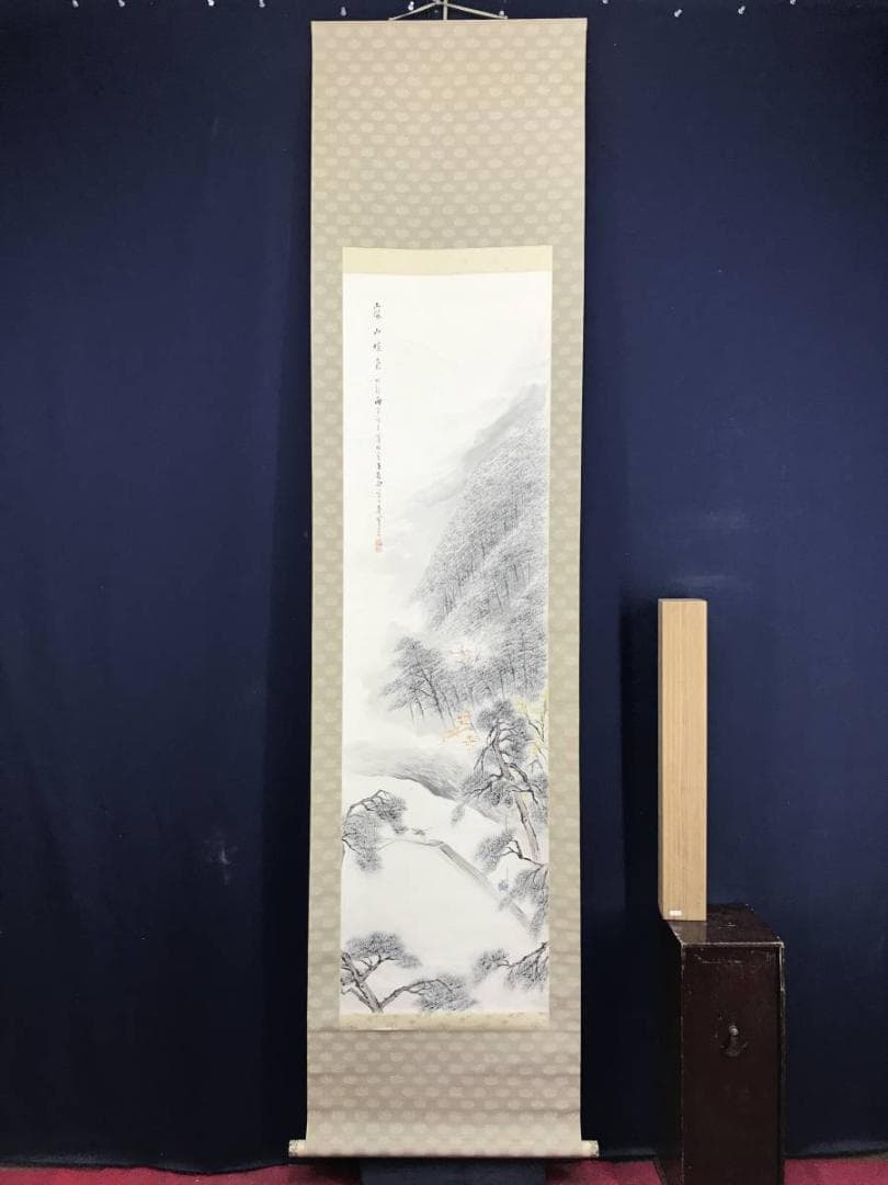 真作/奥本青雲/嵐山秋色図/保津川下り図/山水図/掛軸☆宝船☆AE-418