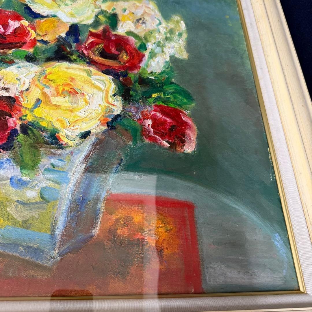 絵画 木下孝則 ばら バラ 薔薇 静物画 油絵 油彩 直筆 サイン入り F15