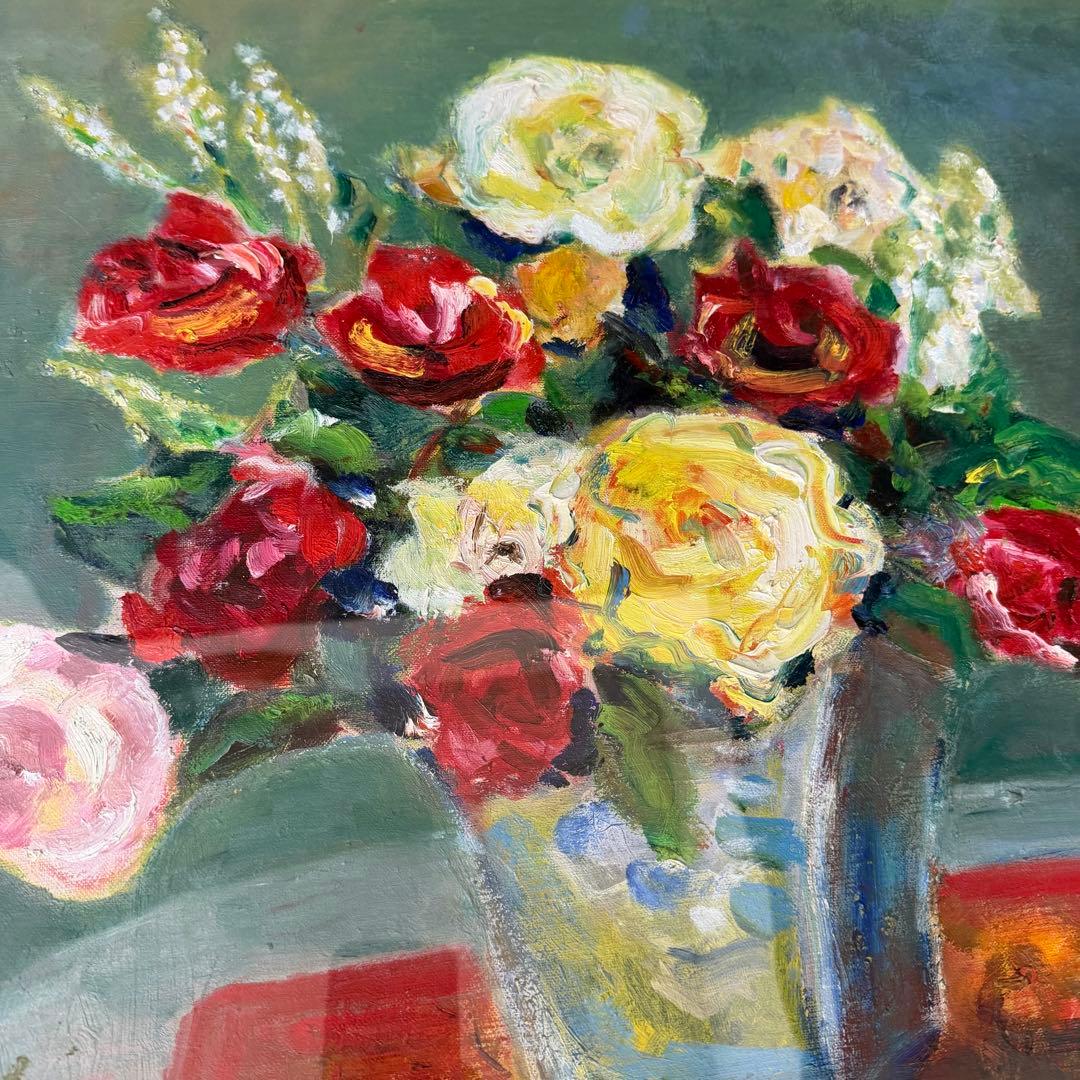 絵画 木下孝則 ばら バラ 薔薇 静物画 油絵 油彩 直筆 サイン入り F15