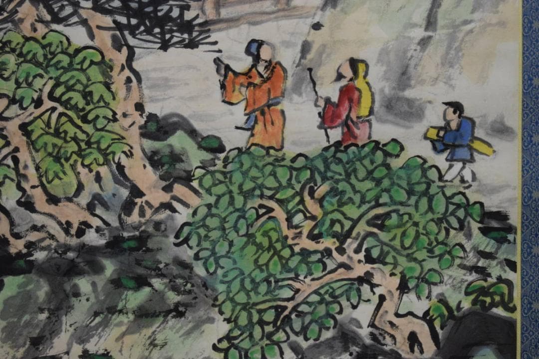 不詳/作者不詳/蓬莱仙境図/桐共箱付/布袋屋掛軸HH-452