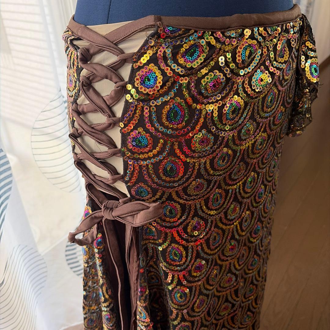 ベリーダンス衣装　セットアップ ブラウン ゴールド