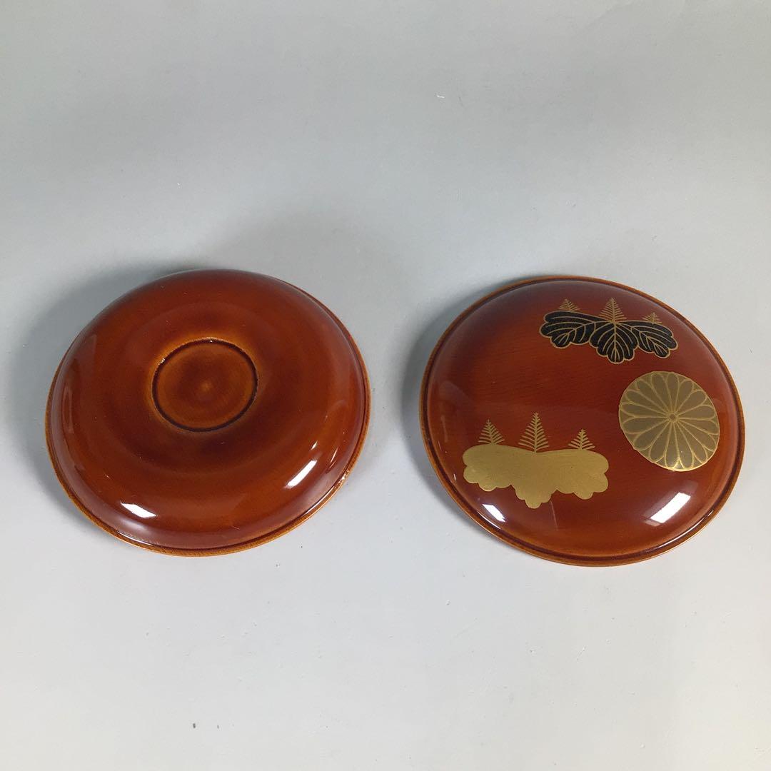 Ｎ７９　香合　『塗師　聡春作』『飛騨春慶塗』『高台寺蒔絵』『丸香合』　共箱