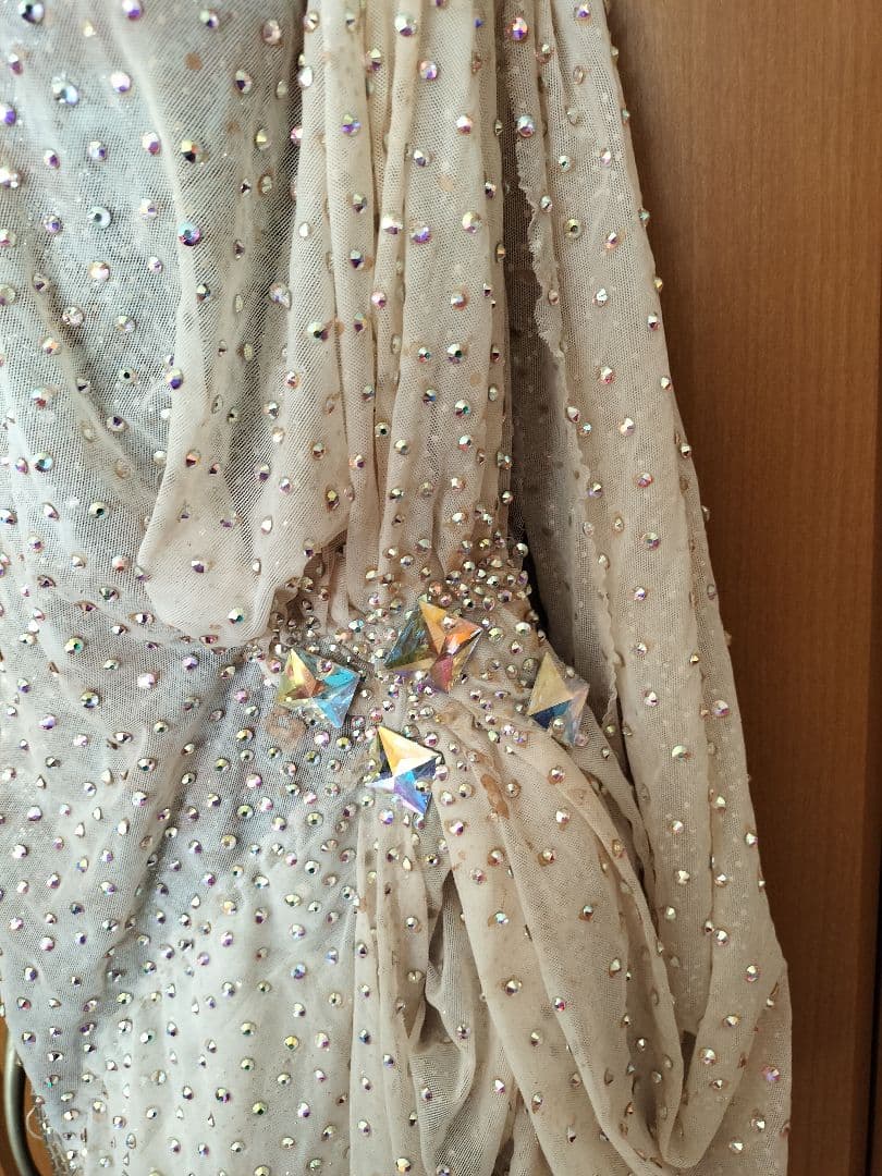 社交ダンス ♪ タカダンス 製 プロ着用 ラテンドレス シルバー