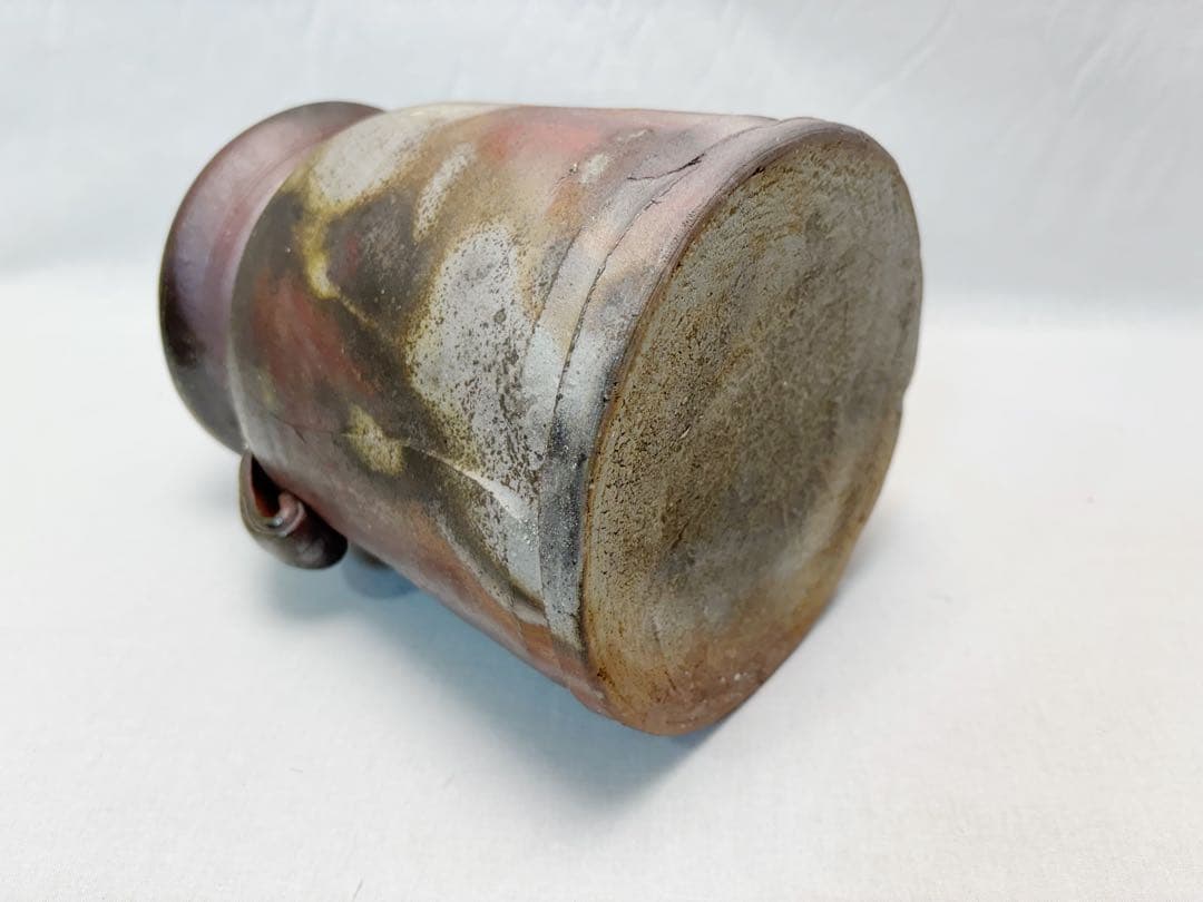 未使用 茶道具 山下譲治作 備前 耳付水指 作家物 煎茶道具 水差し 栞 共箱