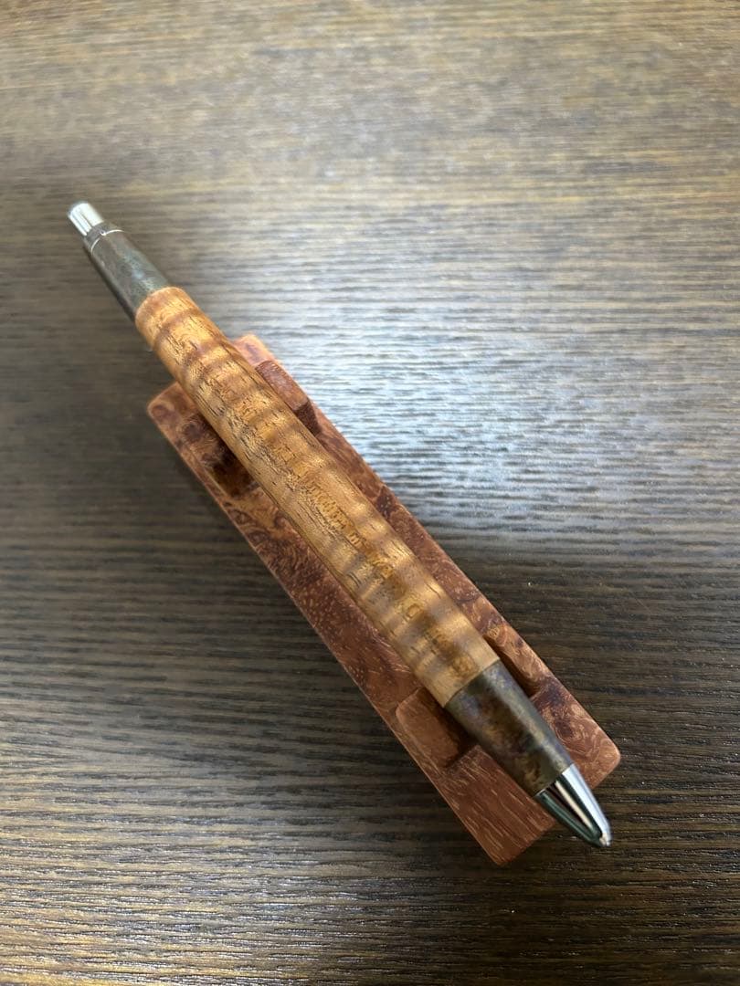 野原工芸 斑紋孔雀色 ハワイアンコアカーリー 固定式口金付属 MP シャーペン