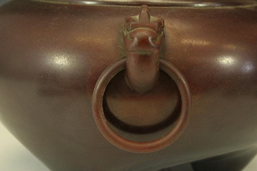 畠春斎作 伝 銅 風炉釜 茶道具 未使用(LC434)