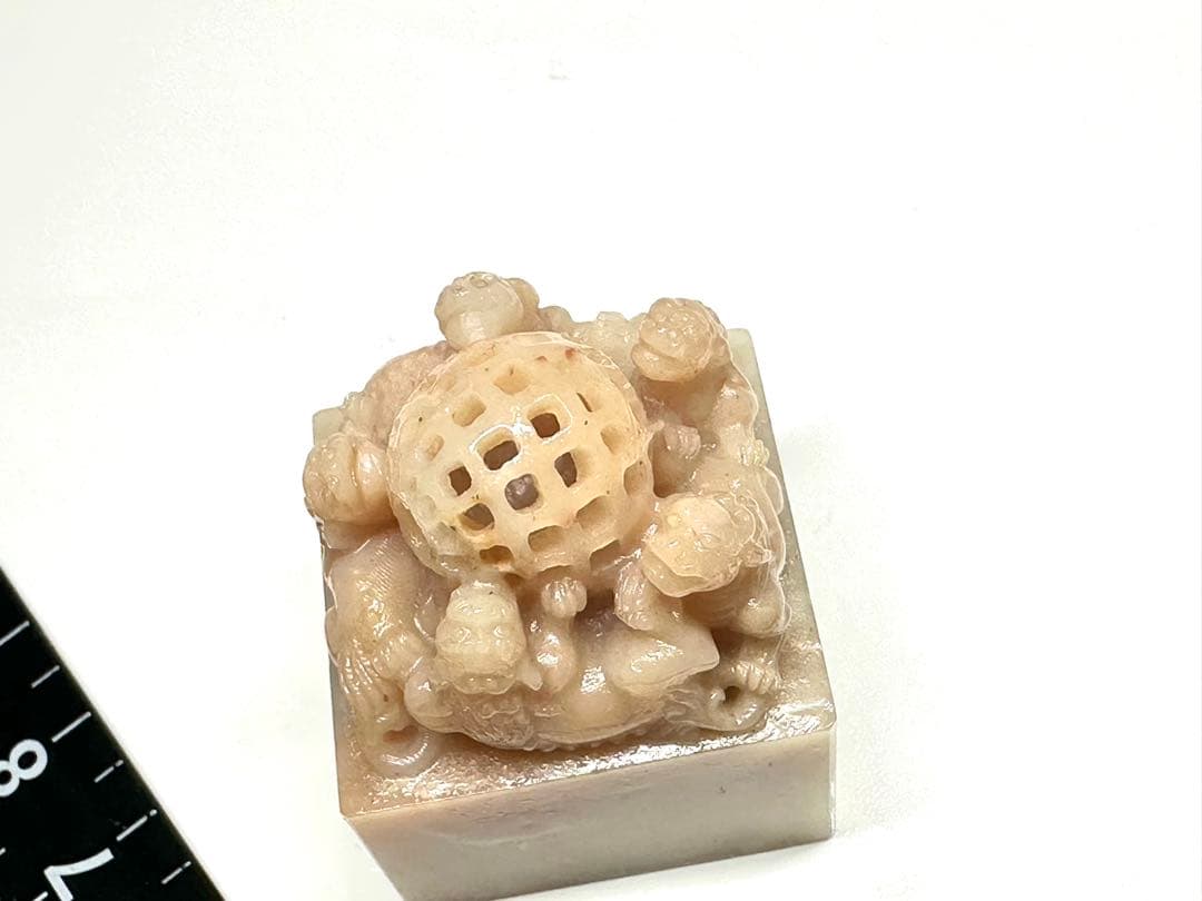 【五獅戯球】 獅子　清工　美品　高級印材　篆刻　印石　ラオス印石　水凍　手作り