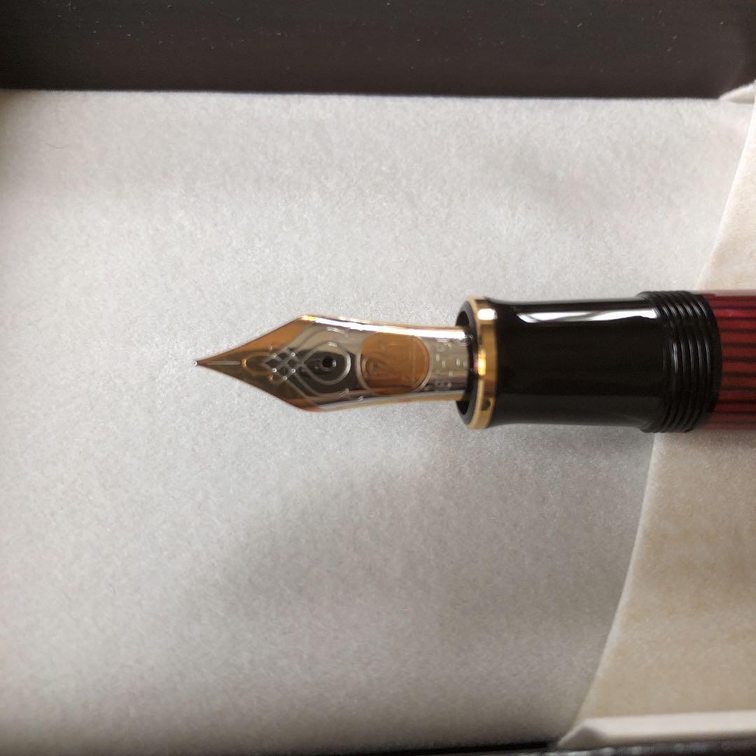 Pelikan ペリカン 万年筆 M800 赤縞　Fニブ　PF刻印あり