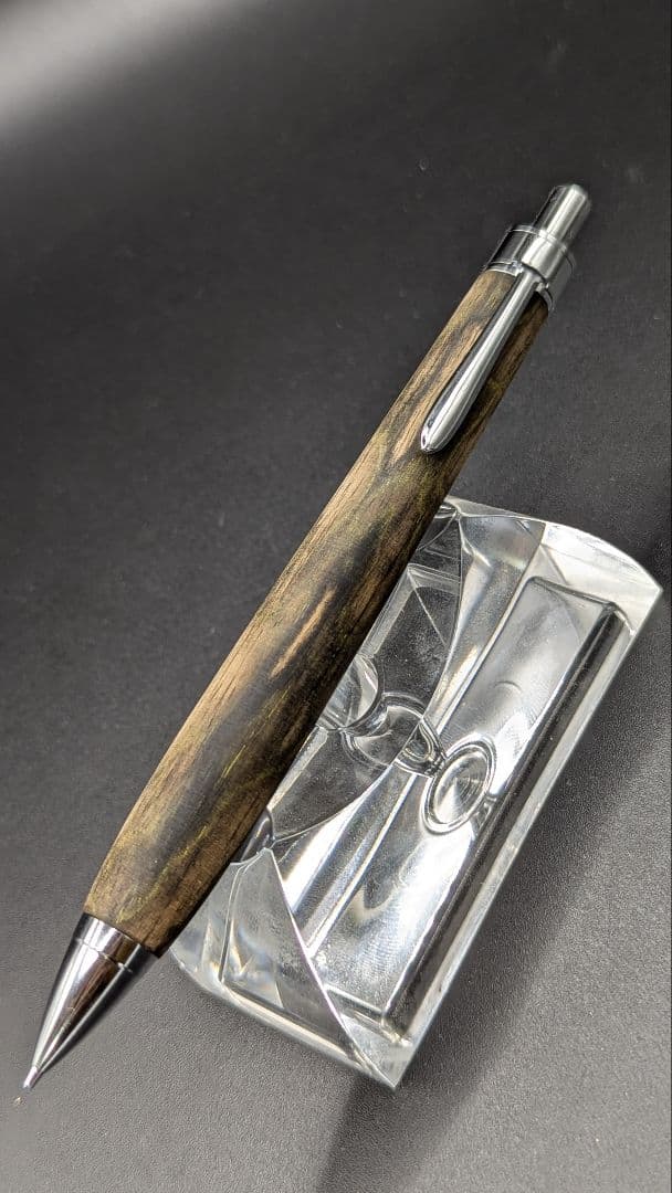 357ペン工房翌檜　黒柿　緑孔雀杢　木軸シャーペン　ボールペン