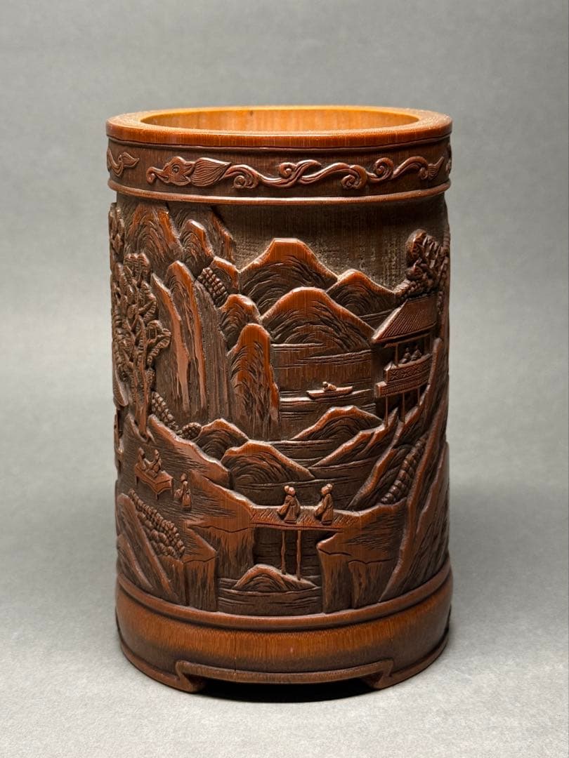 竹製　筆立　ペン入れ　蕉雨刀　書道品　文房具　美術品　骨董品