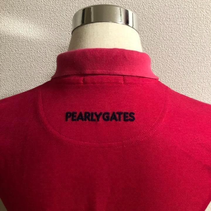 パーリーゲイツ ニコちゃん ポロシャツ 日本製 レッド系 サイズ0