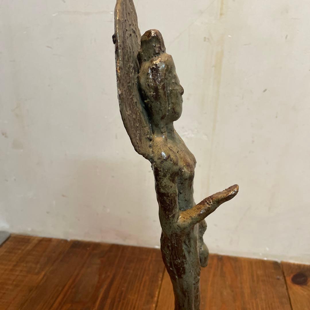 美品　陶芸　聖観音像　聖観世音菩薩　焼物　立像