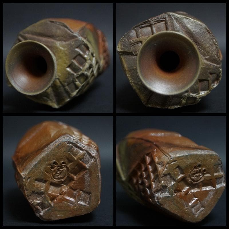 備前焼 小西陶蔵造 窯変造形徳利 共箱 酒器 備前市重要無形文化財★美品★