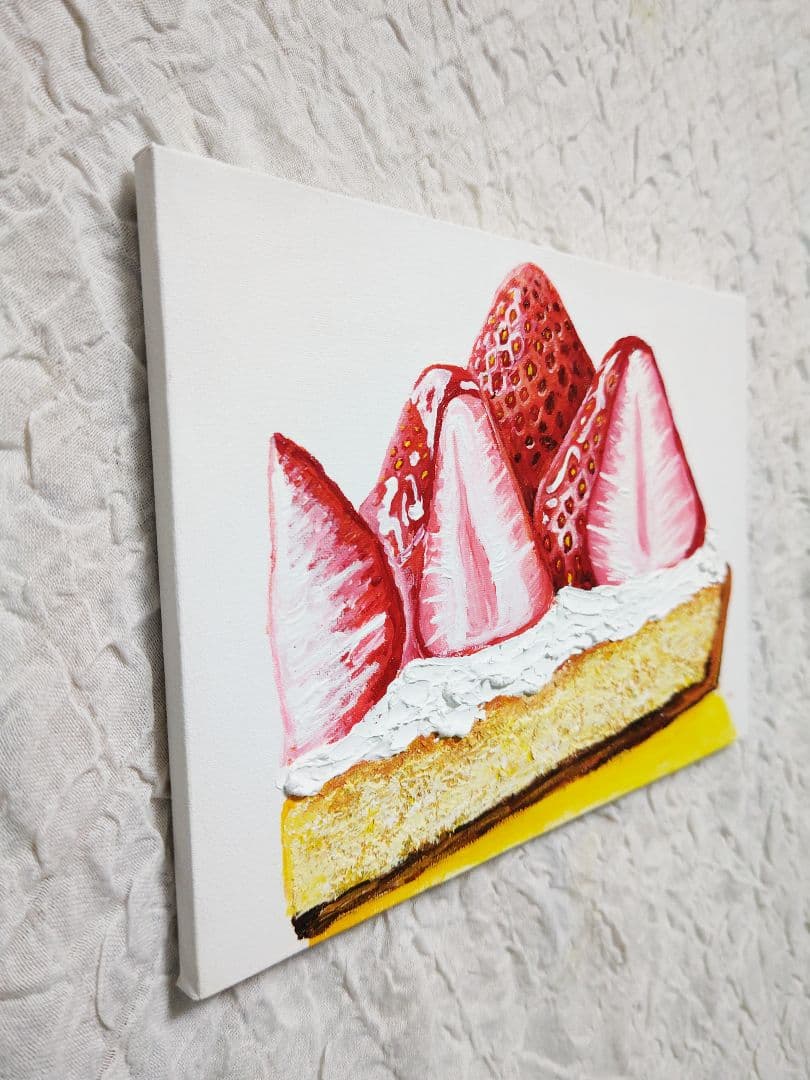 油絵 絵画 【いちごのタルト】
